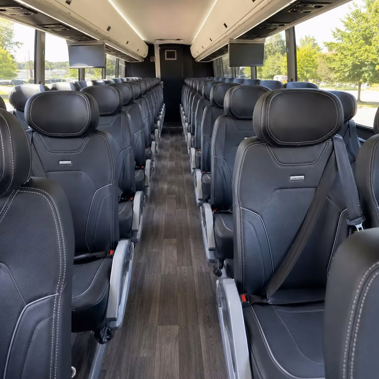 56 passenger charter bus inside